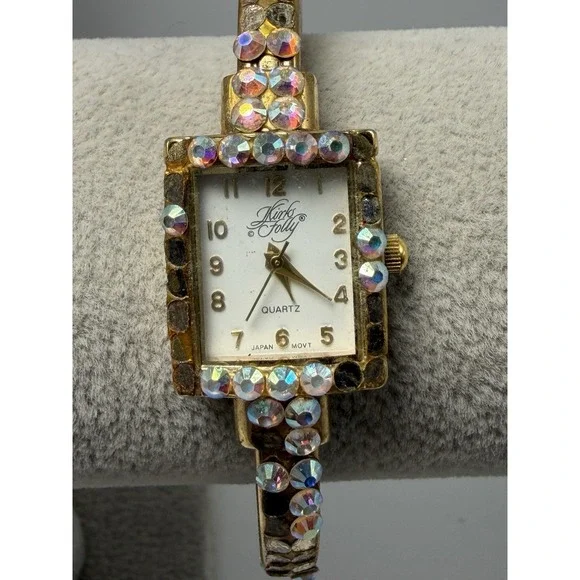 Missing Stones Kirks Folly Cuff Rhinestone Ladies Watch New Battery 19MM 6" - Picture 1 of 12